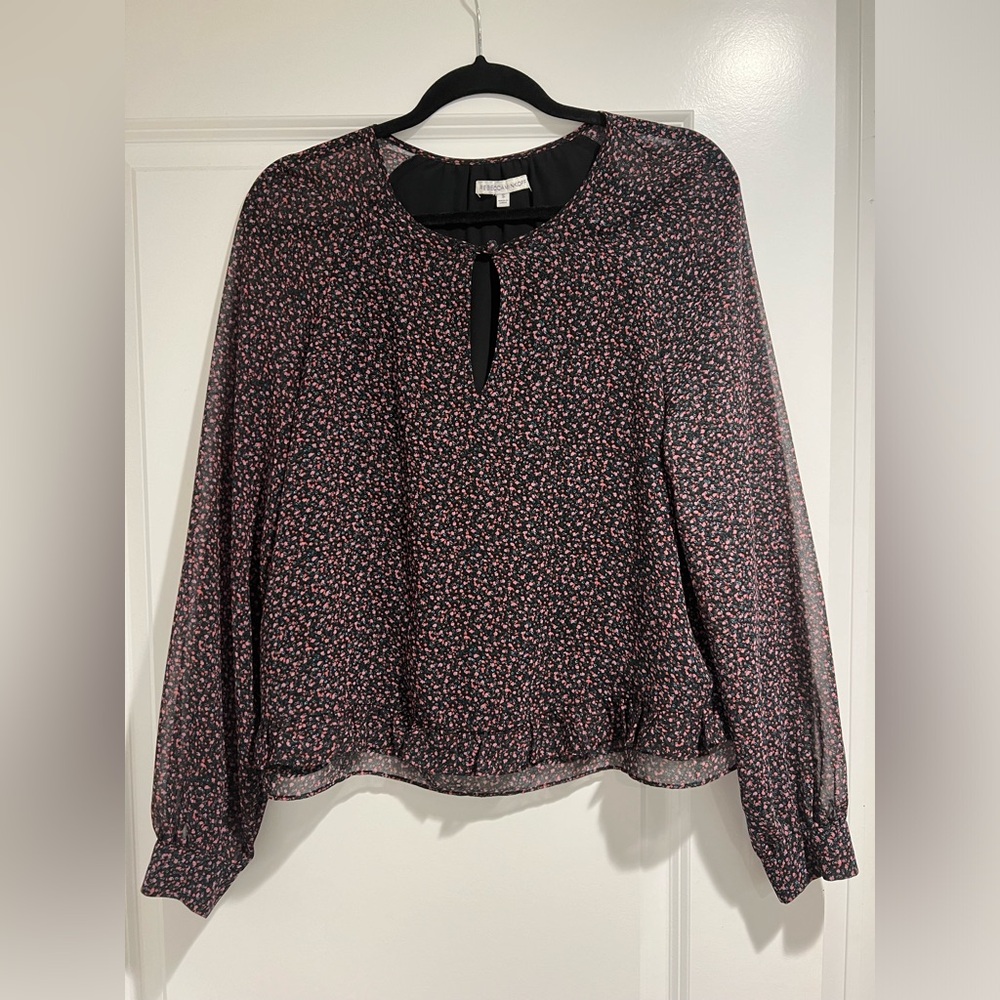 Rebecca Minkoff floral keyhole ruffle hem blouse